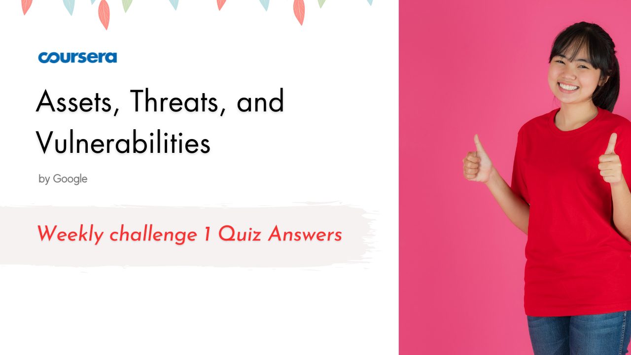 Assets, Threats, and Vulnerabilities Weekly challenge 1 Quiz Answers